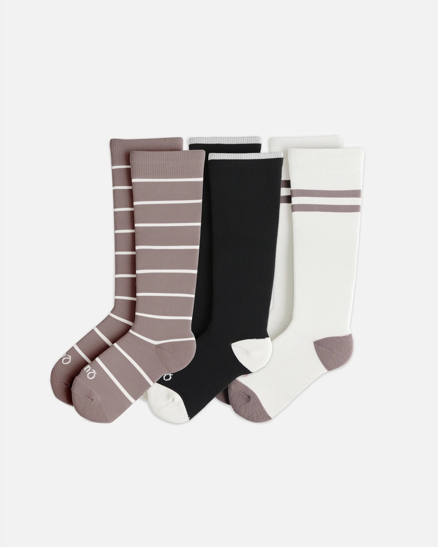 Recycled Maternity Compression Socks 3-Pack - L / White/Black/Grey