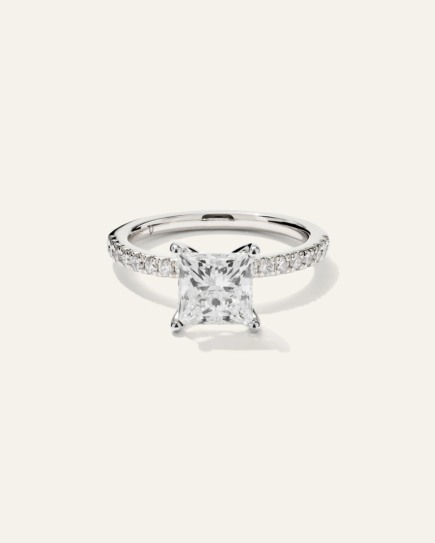 Lab Grown Diamond Princess Petite Pave Engagement Ring - 2ct - 4 / Yellow Gold