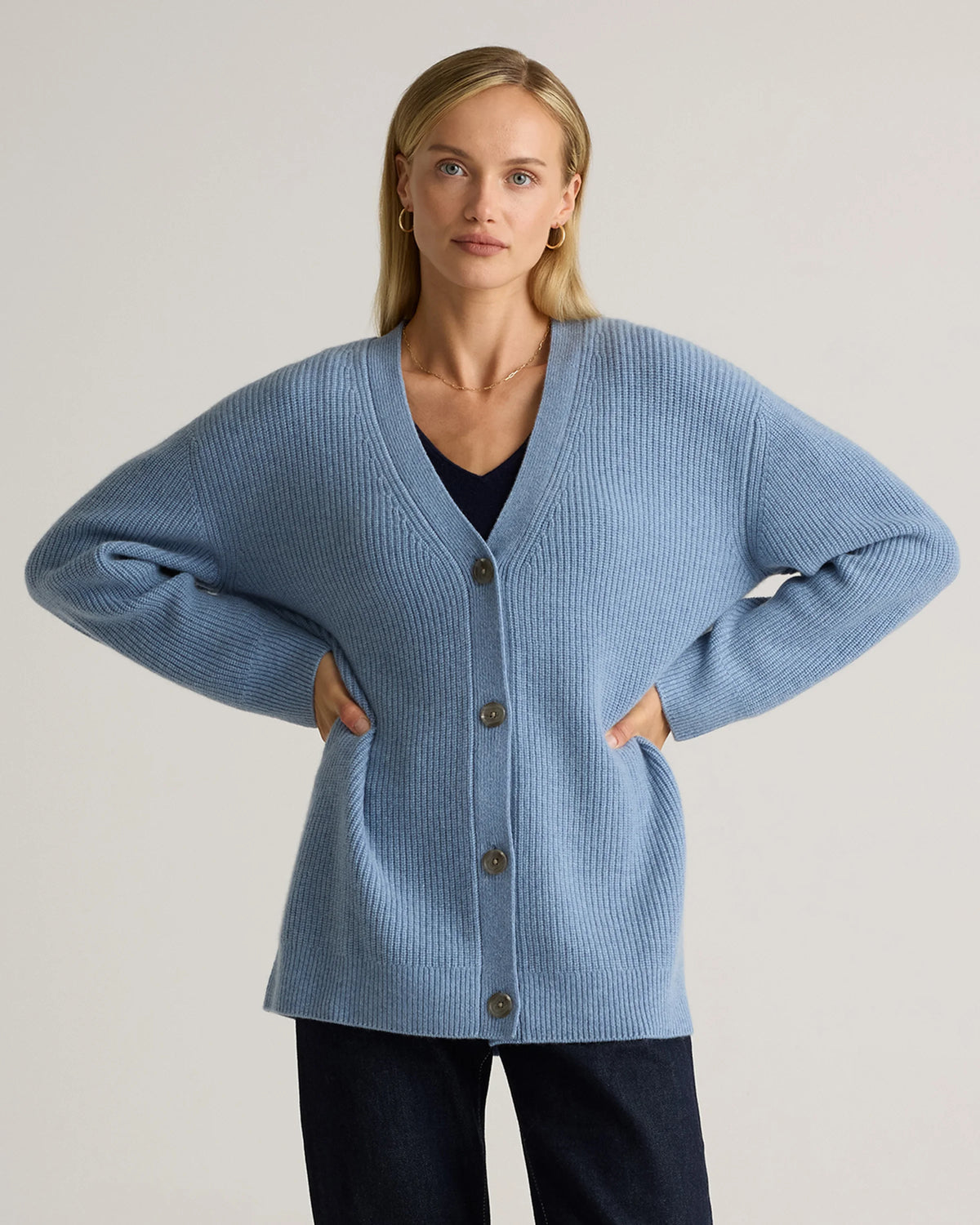 Mongolian Cashmere Oversized Boyfriend Cardigan Sweater - XS / Brown