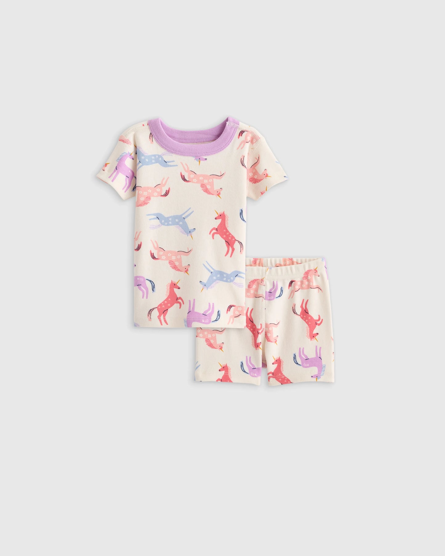 100% Organic Cotton Short Sleeve and Shorts Pajama Set - 12-18M / Navy Stripe