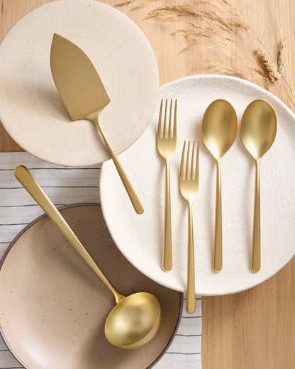 Gia Minimalist 6 Piece Serving Utensil Set - One Size / Polished Stainless Steel