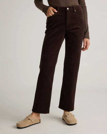 Organic Stretch Corduroy Straight Leg Pants - 0 / Espresso