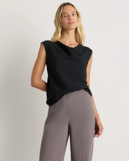 Draped Matte Cowl Neck Tank - XS / Porcelain Ivory