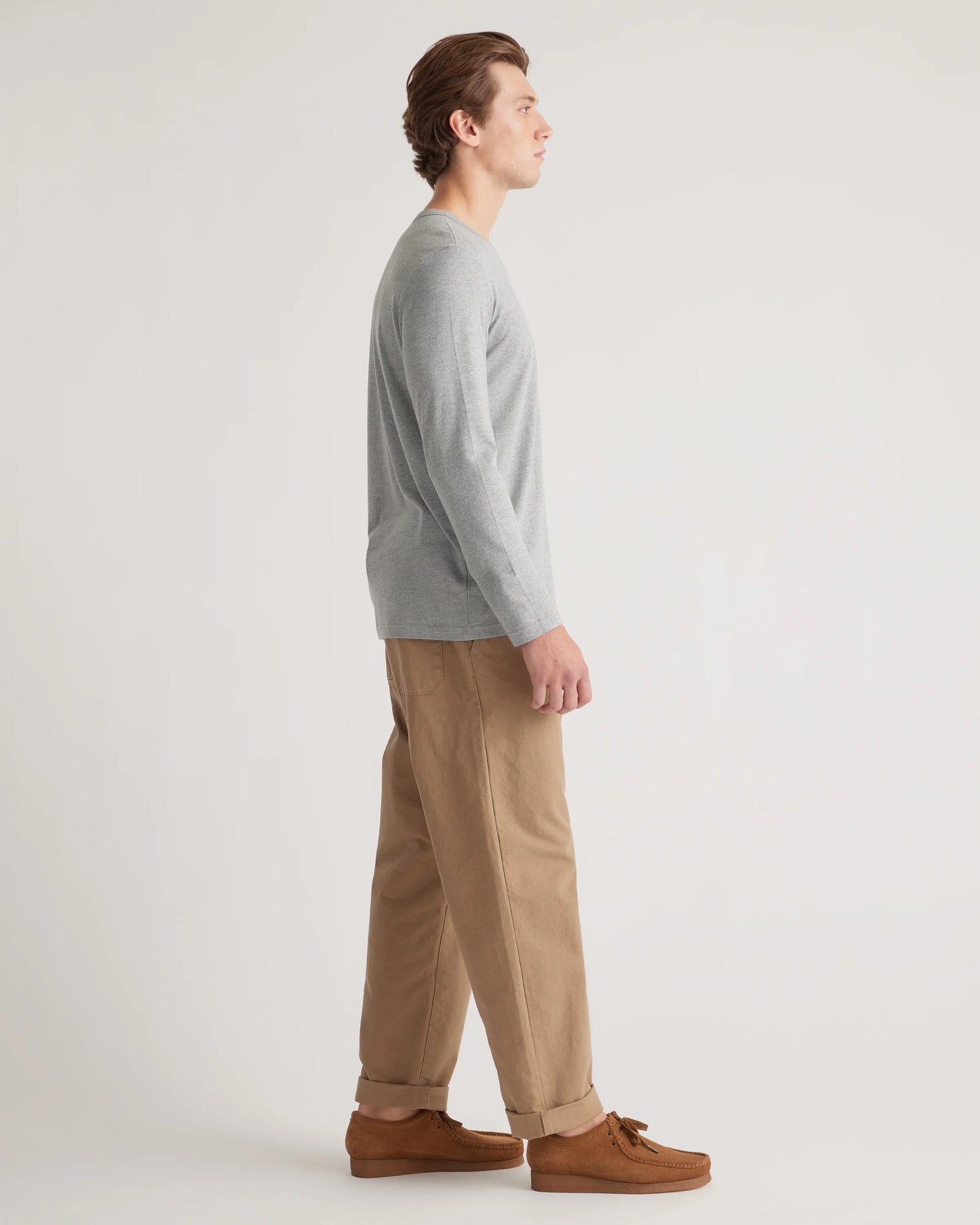 Cotton Modal Long Sleeve Tee - S / Heather Grey