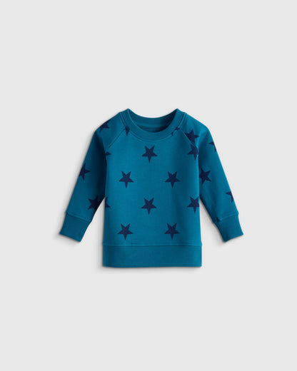 Organic Cotton French Terry Crew Neck Sweatshirt - 3-6M / Blue Stars