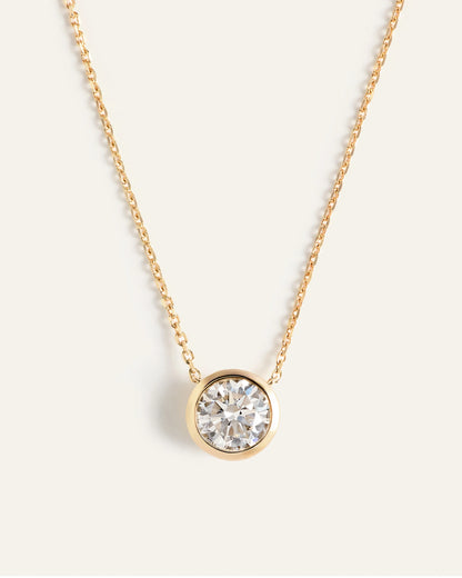 14K Gold Lab Grown Diamond Bezel Necklace - One Size / Yellow Gold