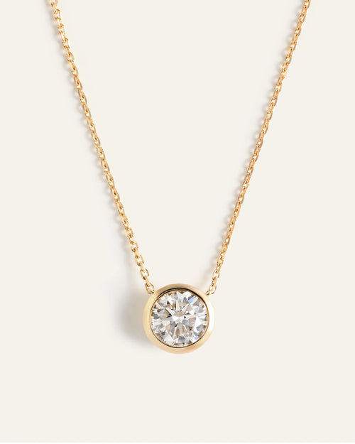 14K Gold Lab Grown Diamond Bezel Necklace - One Size / Yellow Gold