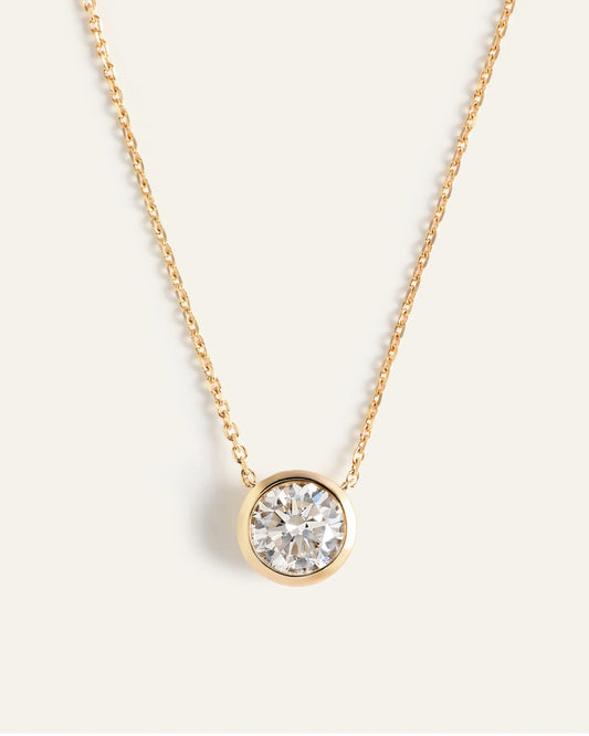 14K Gold Lab Grown Diamond Bezel Necklace - One Size / Yellow Gold
