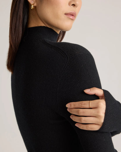 Featherweight Cashmere Ribbed Mockneck Sweater - XS / Deep Navy