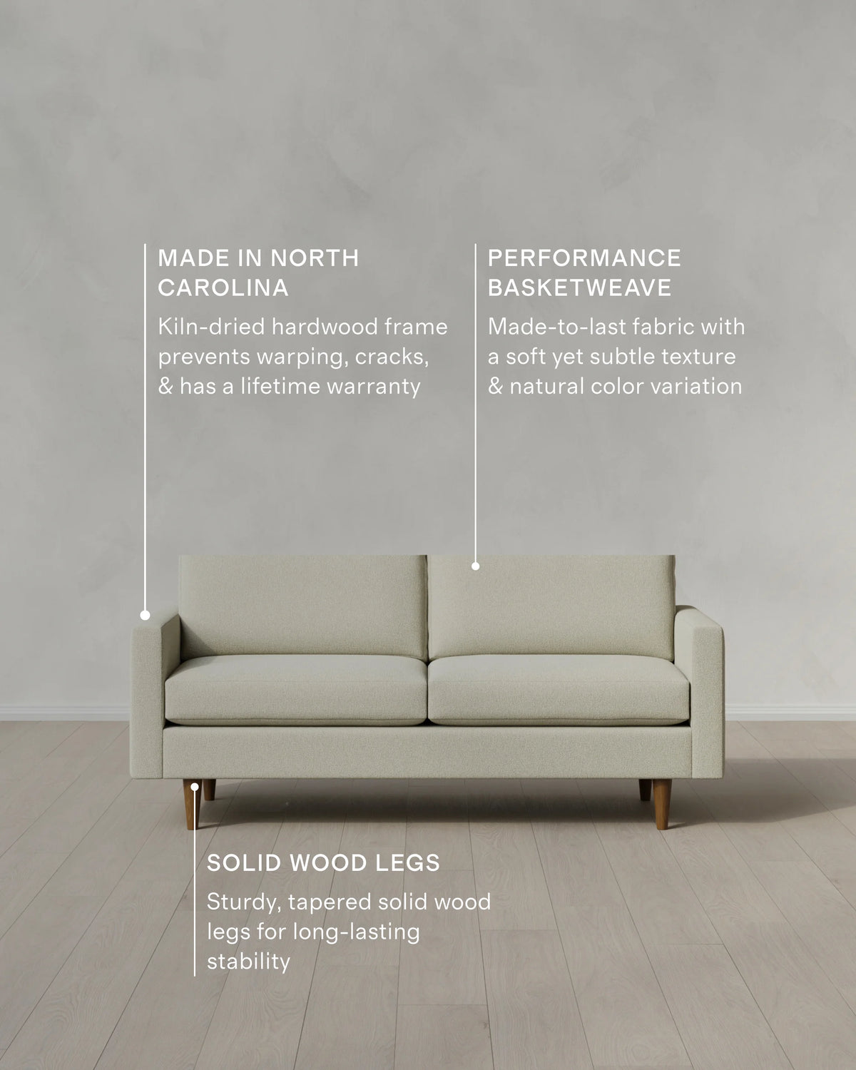 Atlas Midcentury Sofa in Performance Basketweave - 6ft / Navy