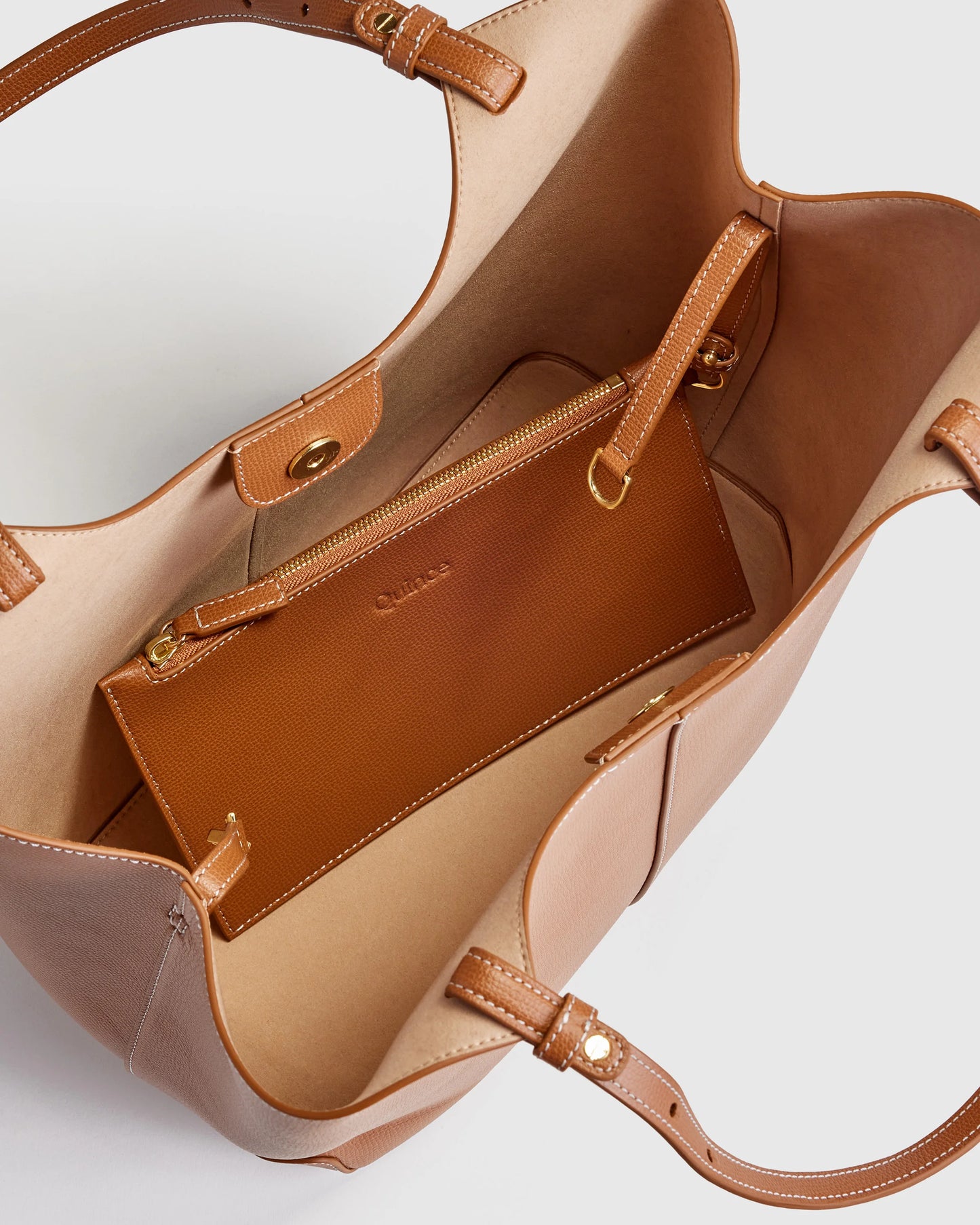 Italian Leather Trapeze Tote - One Size / Dark Brown