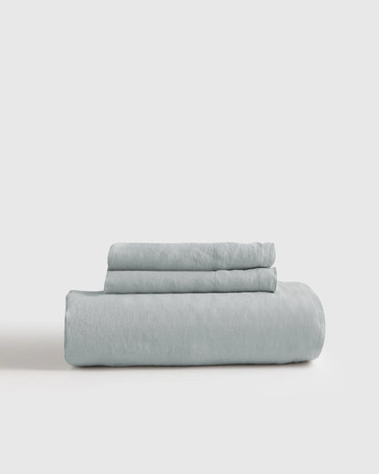 European Linen Fitted Sheet Set - Twin / Peach