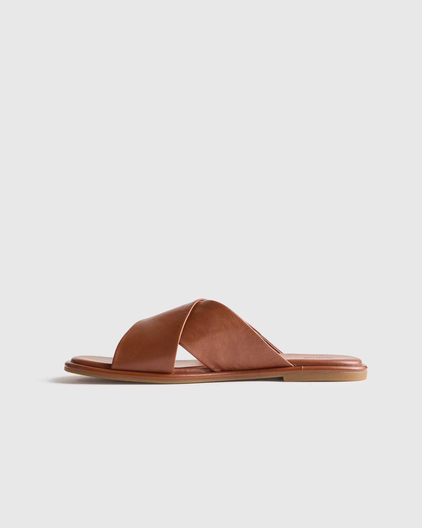 Italian Leather Crossover Slide - 5 / Cognac