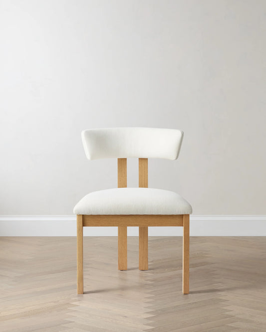 Solid Wood and Performance Fabric Dining Chair (Set of 2) - Set of 2 / Ivory/Natural
