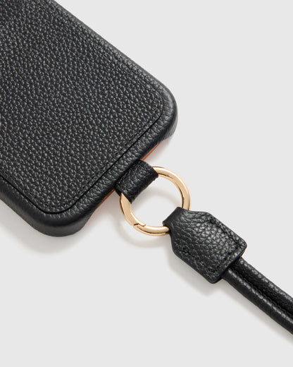 Italian Leather Phone Crossbody Case - 17 / Black