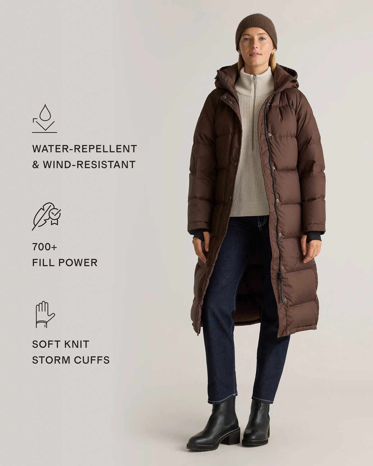 Responsible Down Long Puffer Jacket - XS / Black