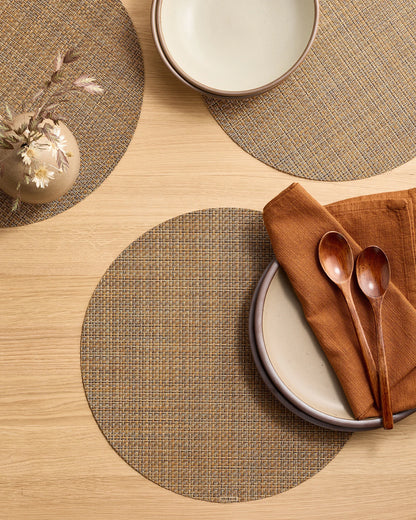 Basketweave Easy-Care Round Placemat, Set of 4 by Chilewich - One Size / Celadon