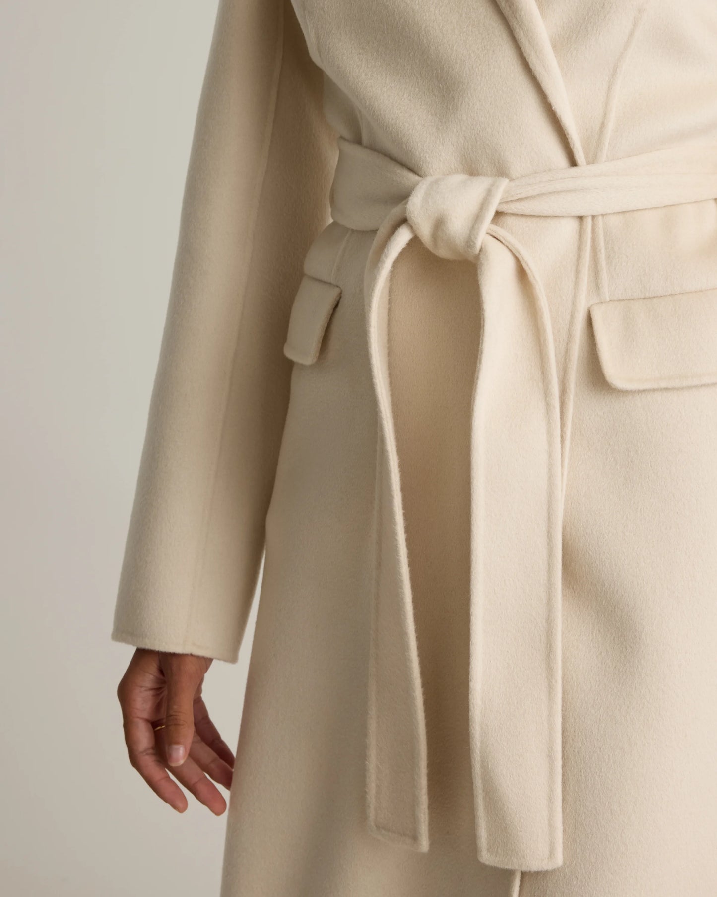 100% Mongolian Cashmere Double-Faced Wrap Coat - XS / Camel
