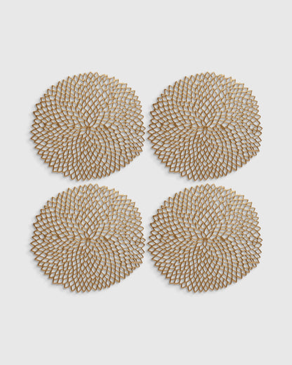 Pressed Dahlia Placemats, Set of 4 by Chilewich - One Size / Brass