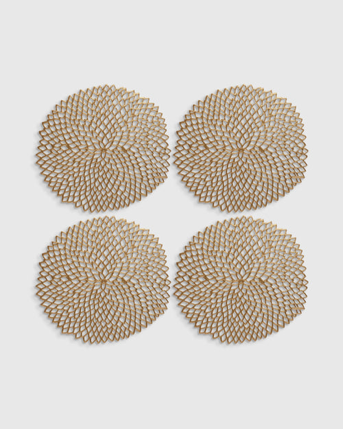 Pressed Dahlia Placemats, Set of 4 by Chilewich - One Size / Brass