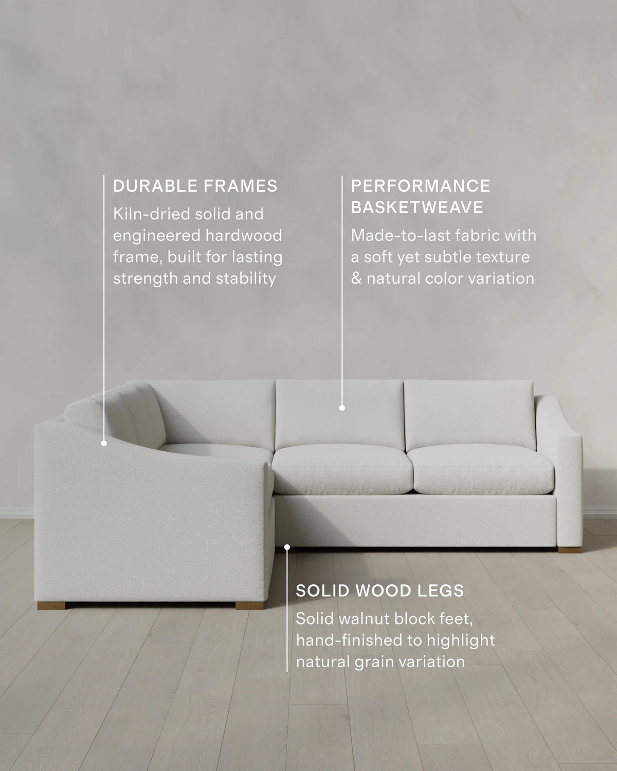 Hollis Slope Arm L Sectional in Performance Basketweave - 110x110 / Flax