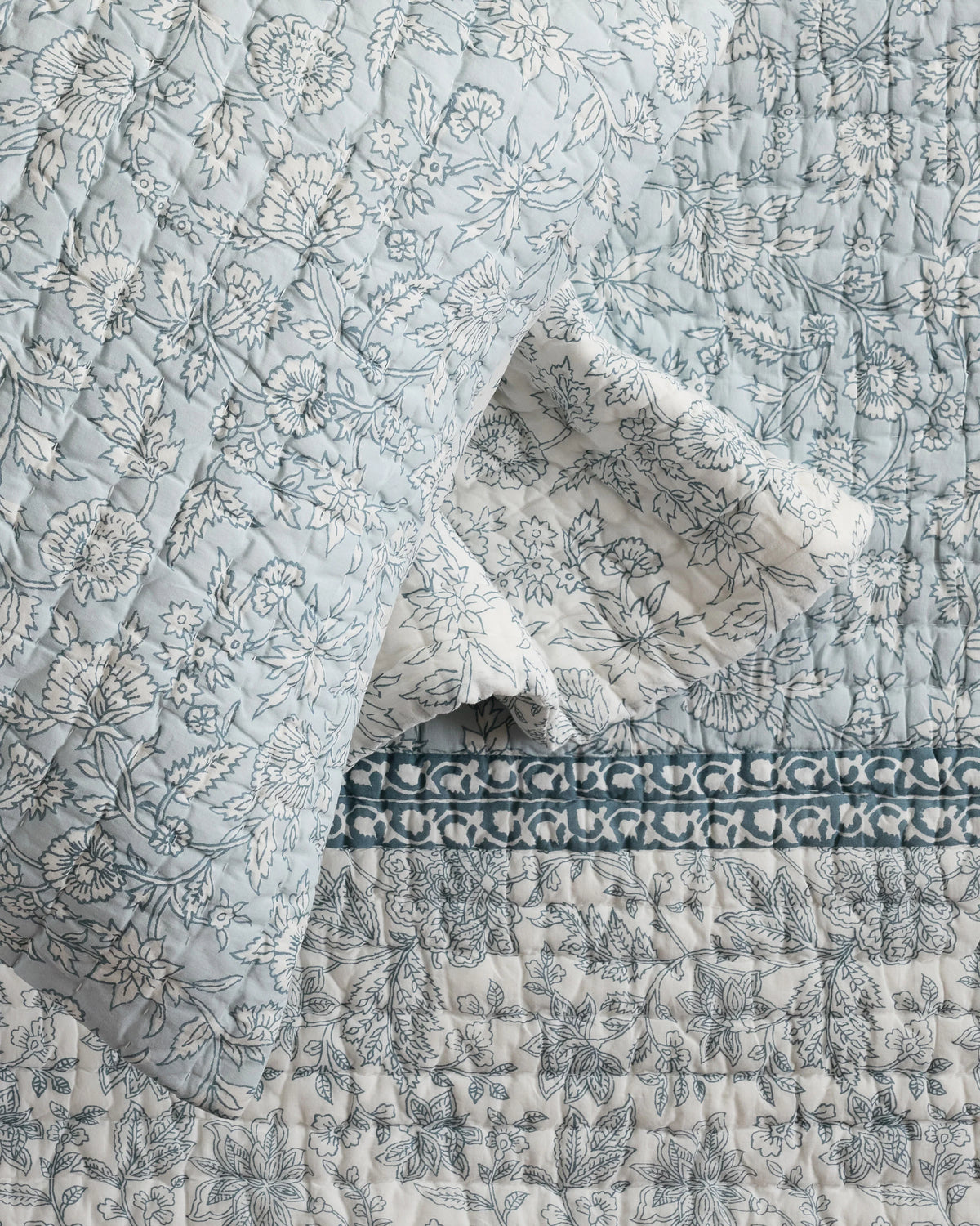 Organic Cotton Block Print Quilt - Twin / Green