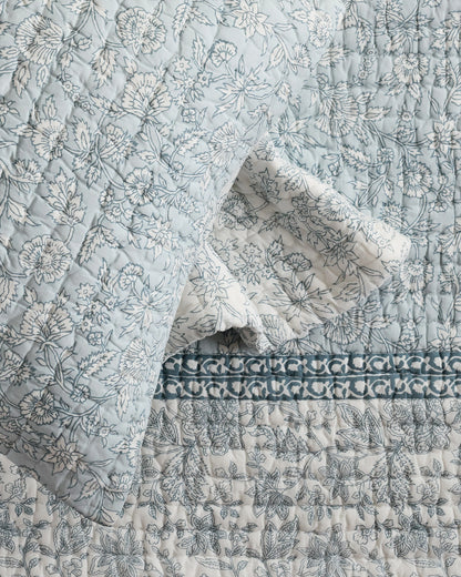 Organic Cotton Block Print Quilt - Twin / Green
