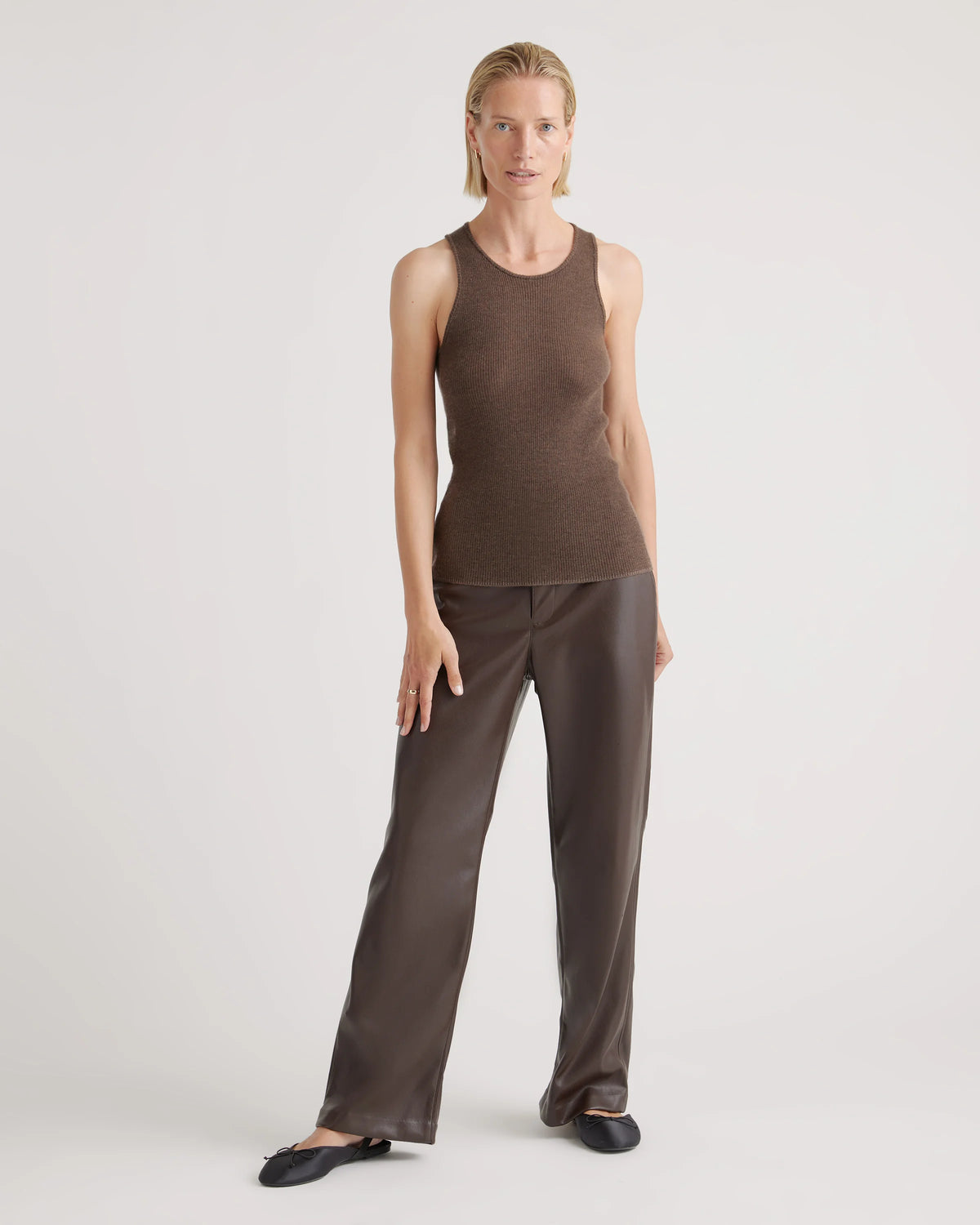 Featherweight Cashmere Ribbed Tank - XS / Charcoal