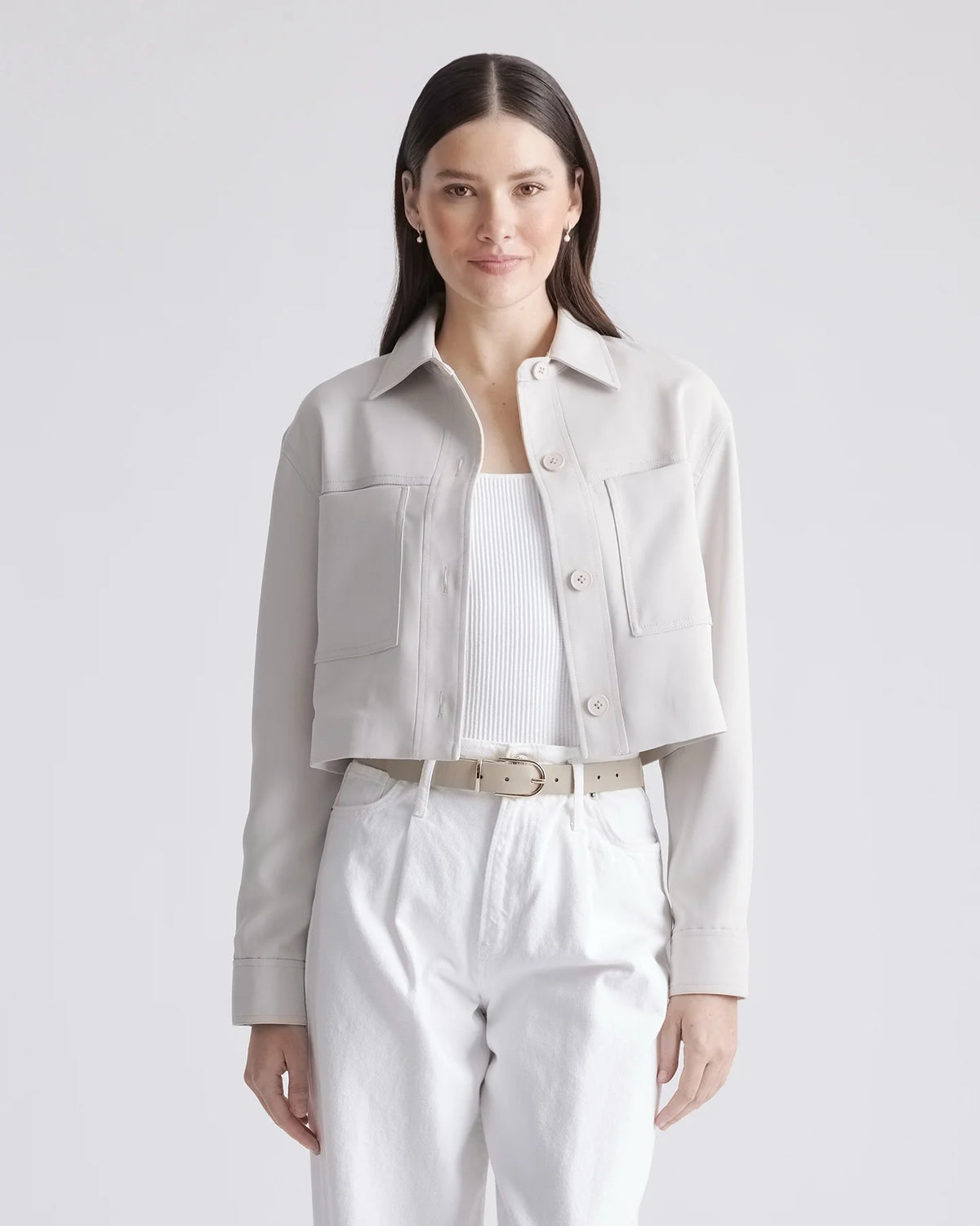 Stretch Crepe Cropped Jacket - XS / Morel