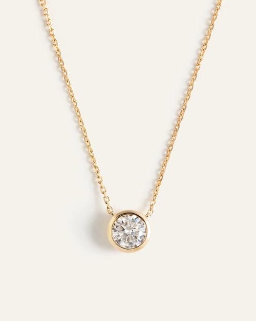 14K Gold Lab Grown Diamond Bezel Necklace - One Size / Yellow Gold