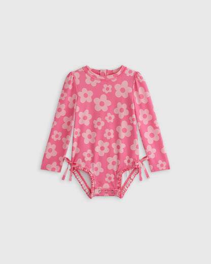 Long Sleeve Tie One-Piece Swimsuit - 2T / Soft Ditsy Floral