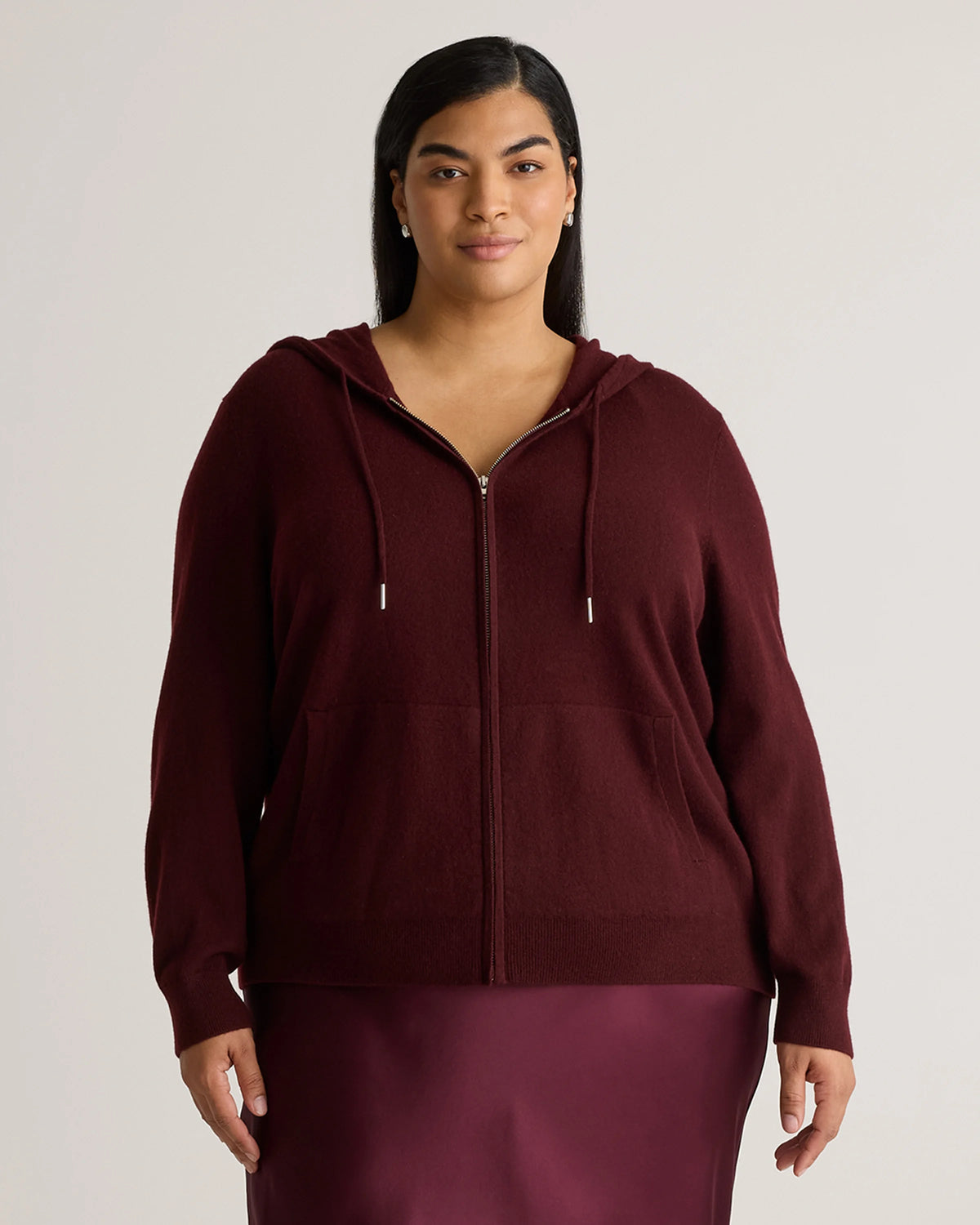 Mongolian Cashmere Full-Zip Hoodie - 1X / True Navy