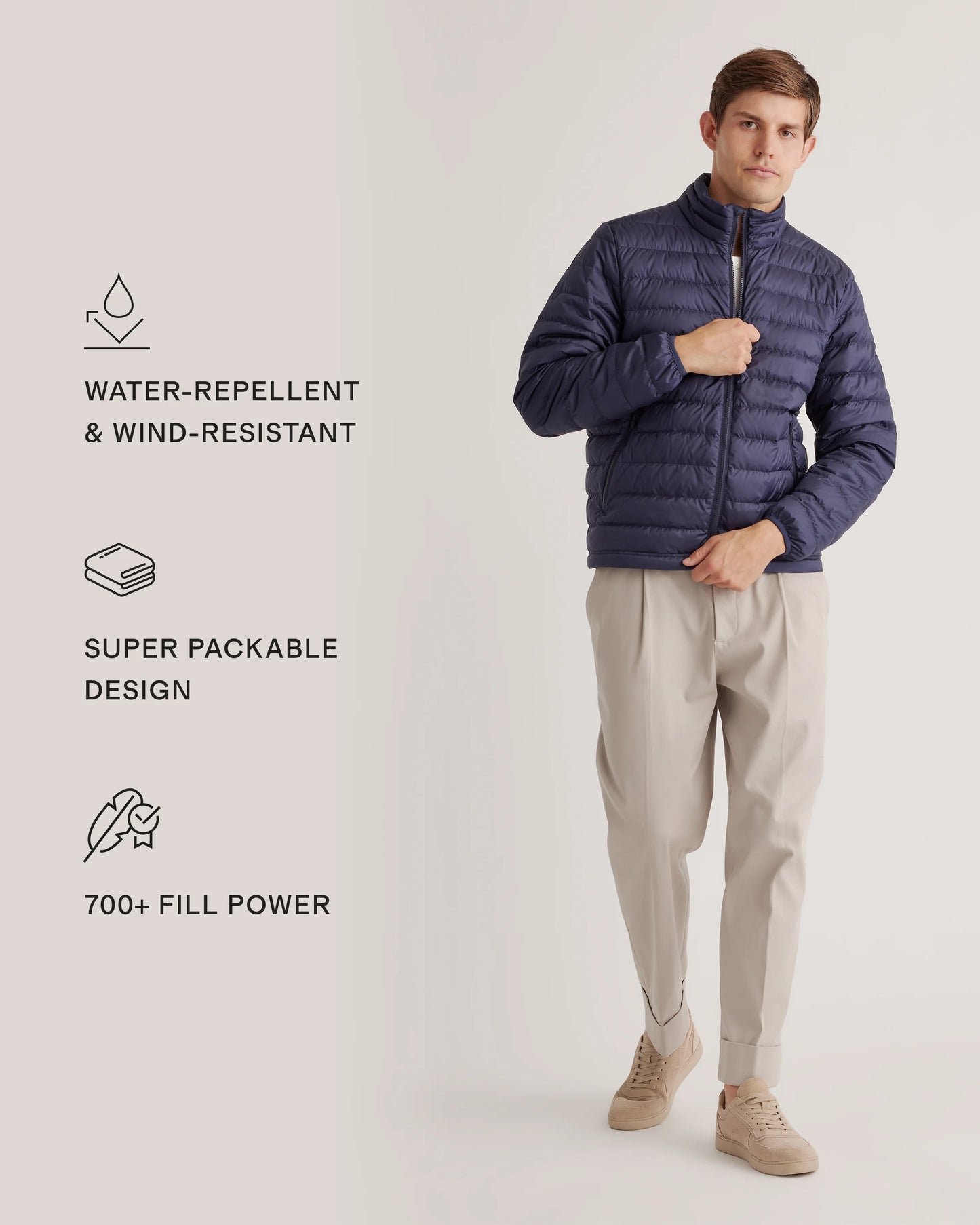 Lightweight Down Packable Puffer Jacket - XS / Overcast Grey