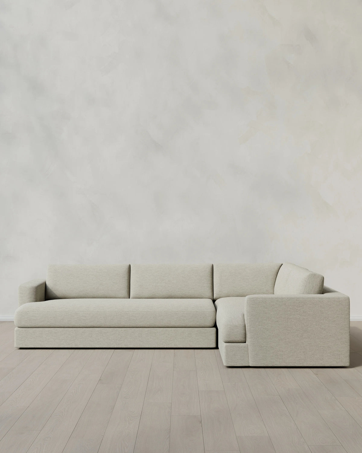 Sierra Curved Arm L Sectional in Performance Basketweave - Right Arm / Fog