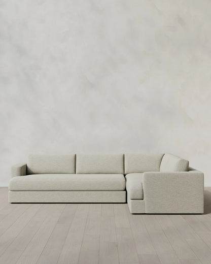 Sierra Curved Arm L Sectional in Performance Basketweave - Right Arm / Fog