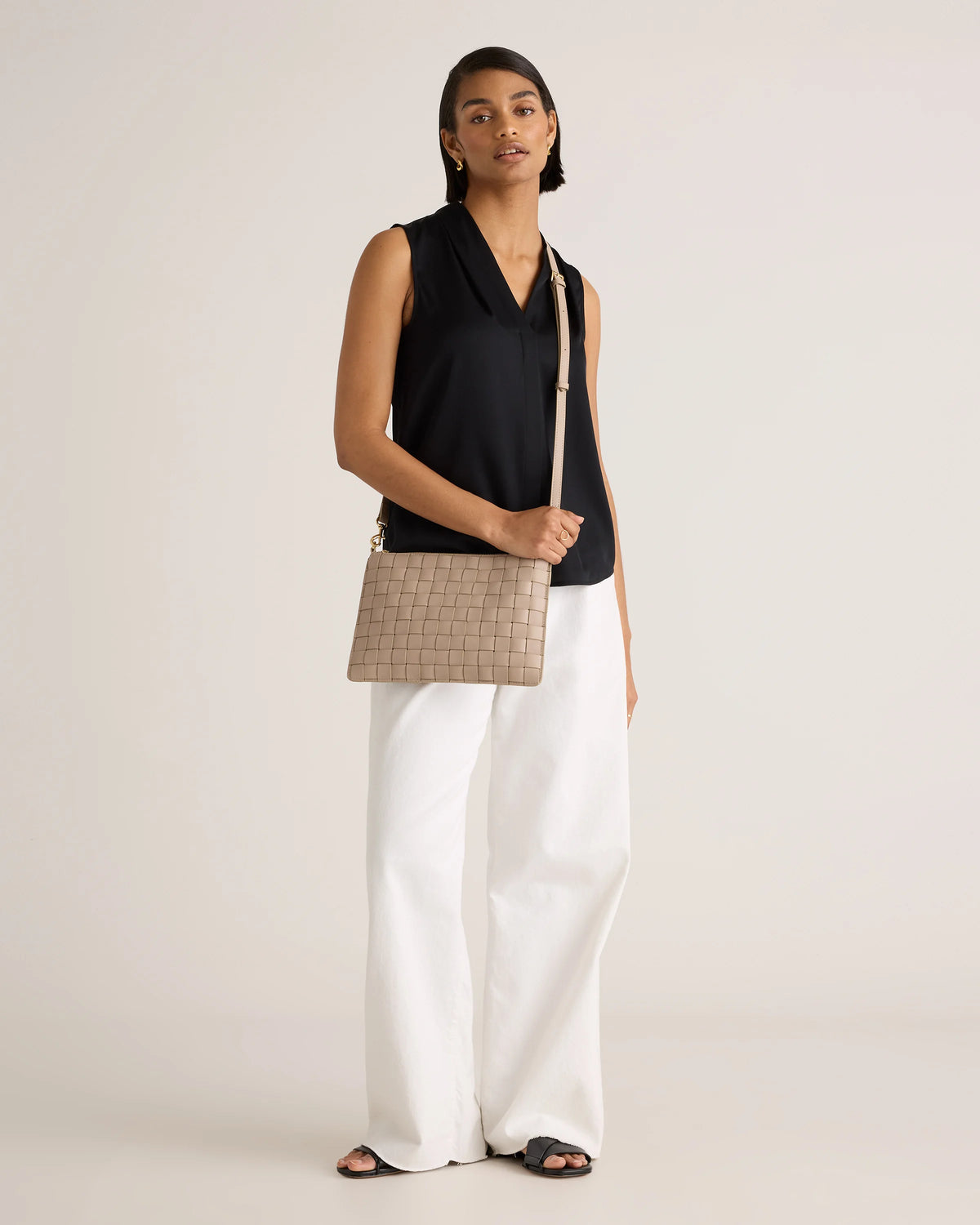 Italian Leather Handwoven Convertible Crossbody - One Size / Cognac