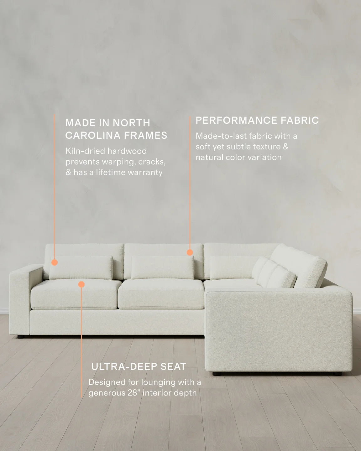 Ashford Deep Seat L Sectional in Performance Basketweave - 119x119 / Fog