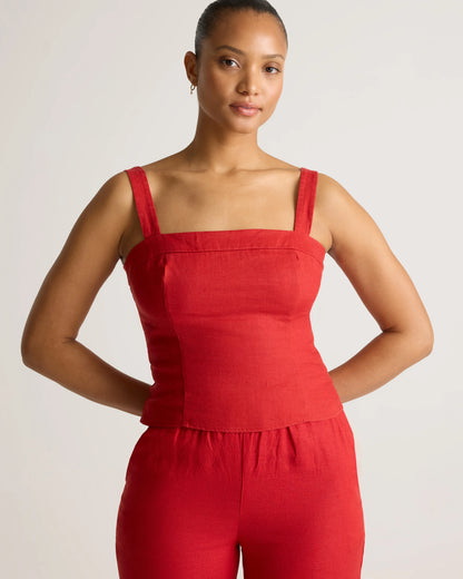 100% European Linen Fitted Tank - XS / Moonstone Blue