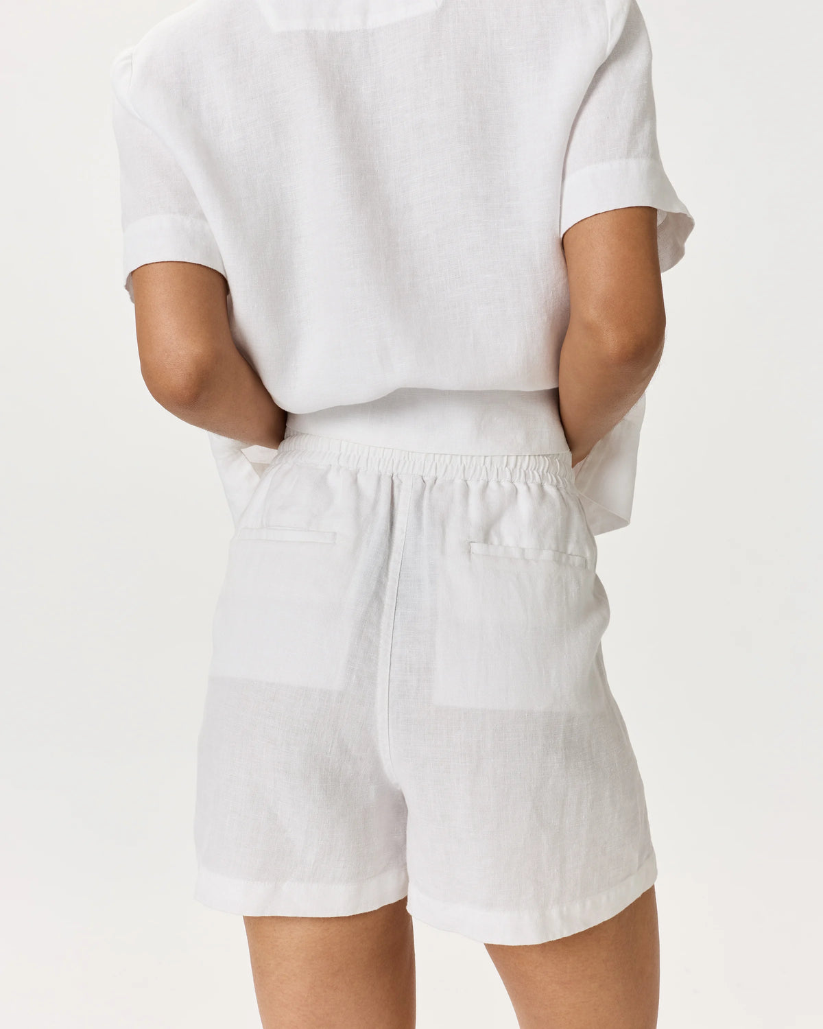 100% European Linen Shorts - XS / Taupe Brown Gingham
