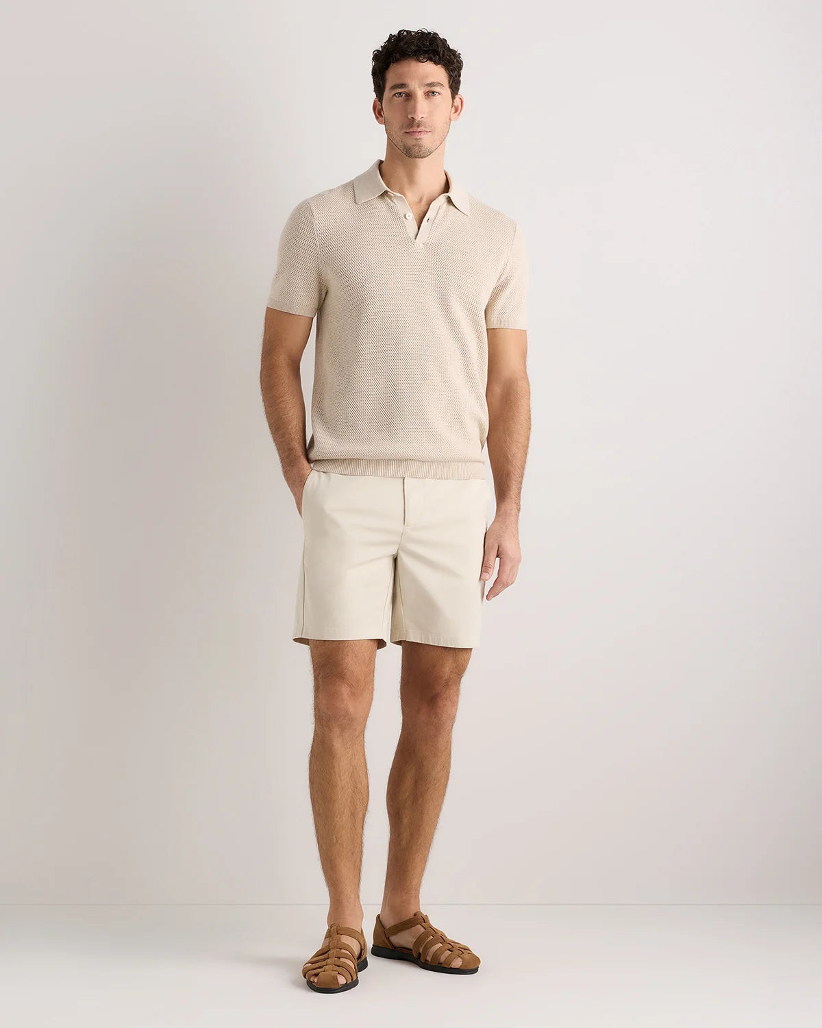 Organic Cotton Classic Stretch Chino Shorts - 7" - 30 / Stone