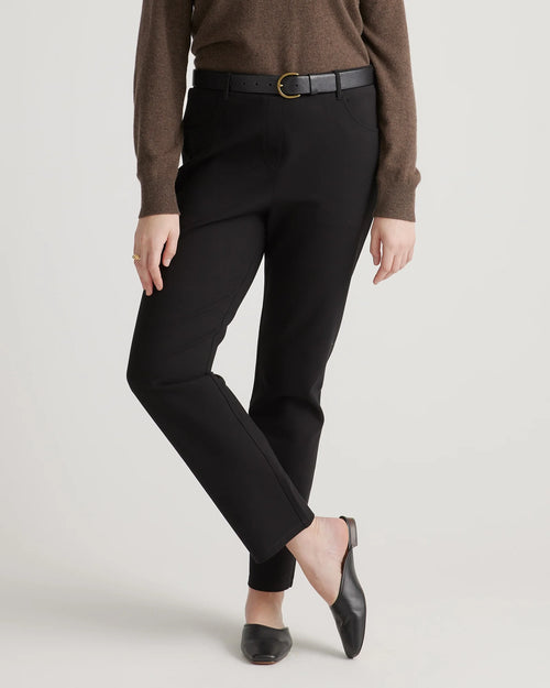Ultra-Stretch Ponte Straight Leg 4-Pocket Pants - XS / Black