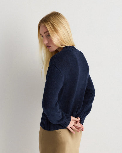 Cotton Linen Relaxed Crew Sweater - XS / Canyon Burnt Orange