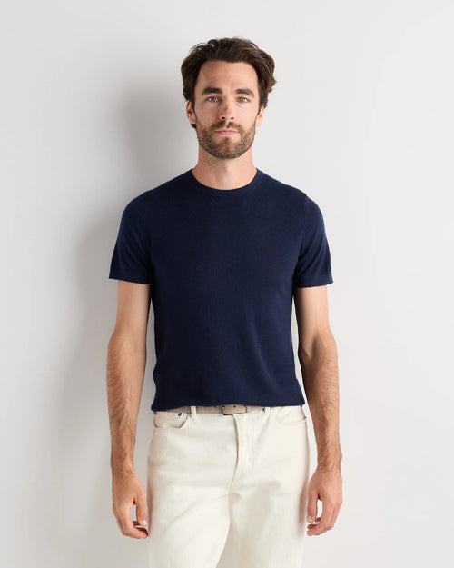 100% Superfine Mongolian Cashmere Tee - S / True Navy