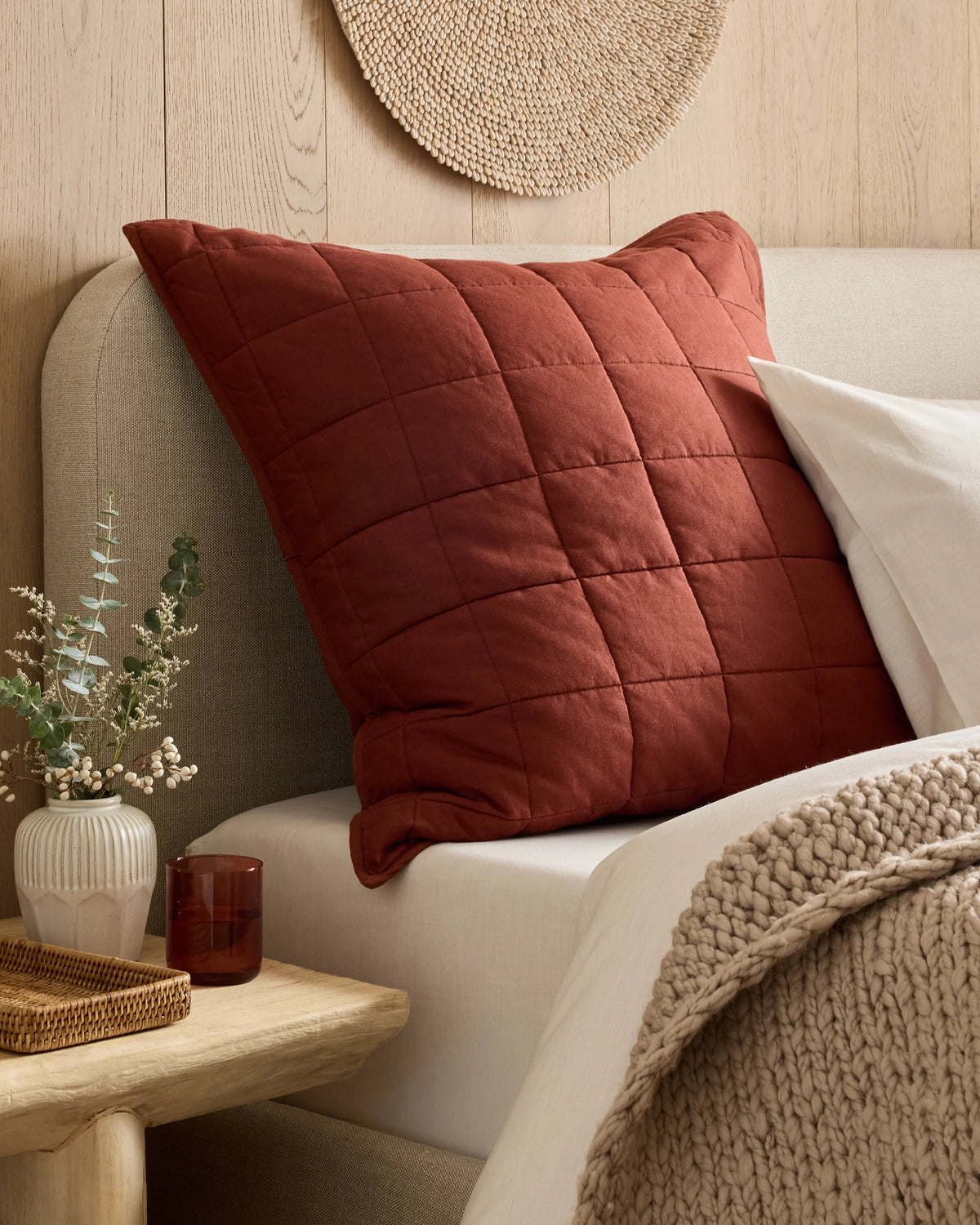 European Linen Box Quilted Euro Sham - Euro / Navy