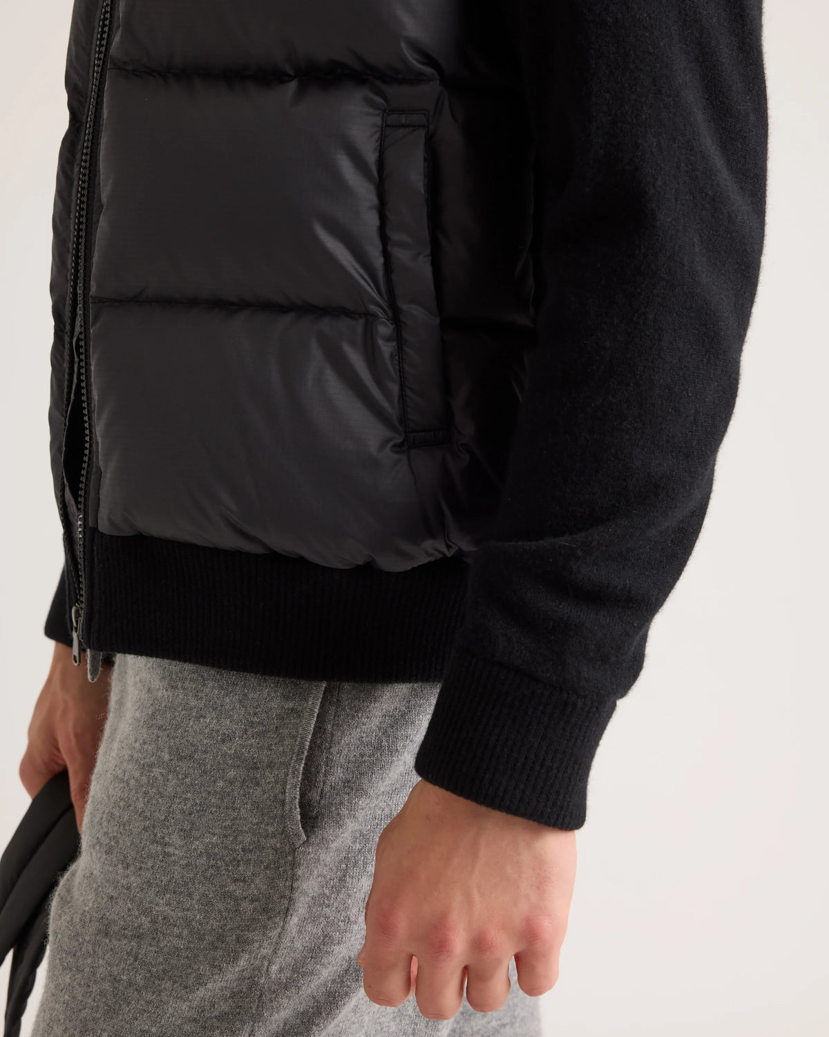Mixed Media Down and Cashmere Jacket - S / Black