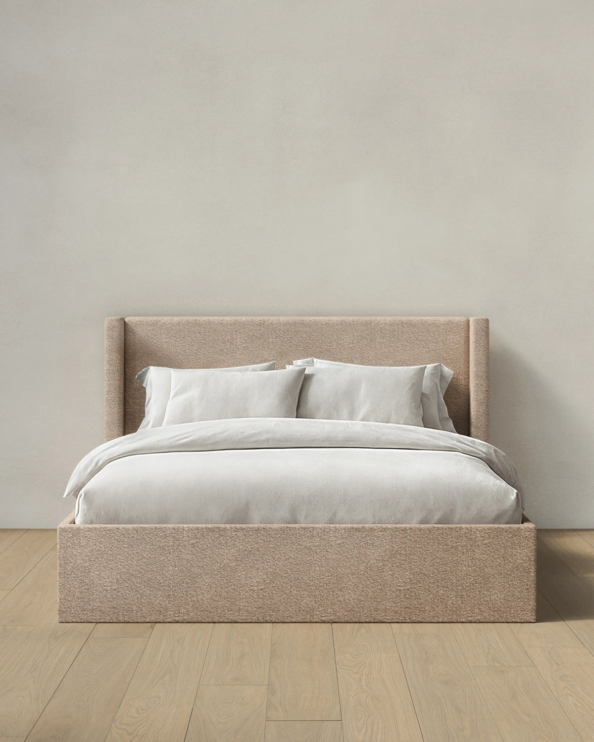 Plush Boucle Wingback Bed - Full / Ivory