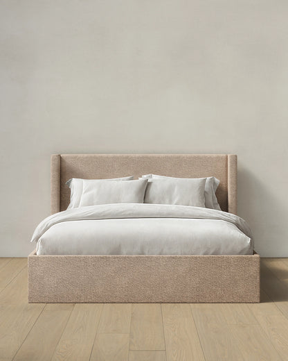 Plush Boucle Wingback Bed - Full / Ivory