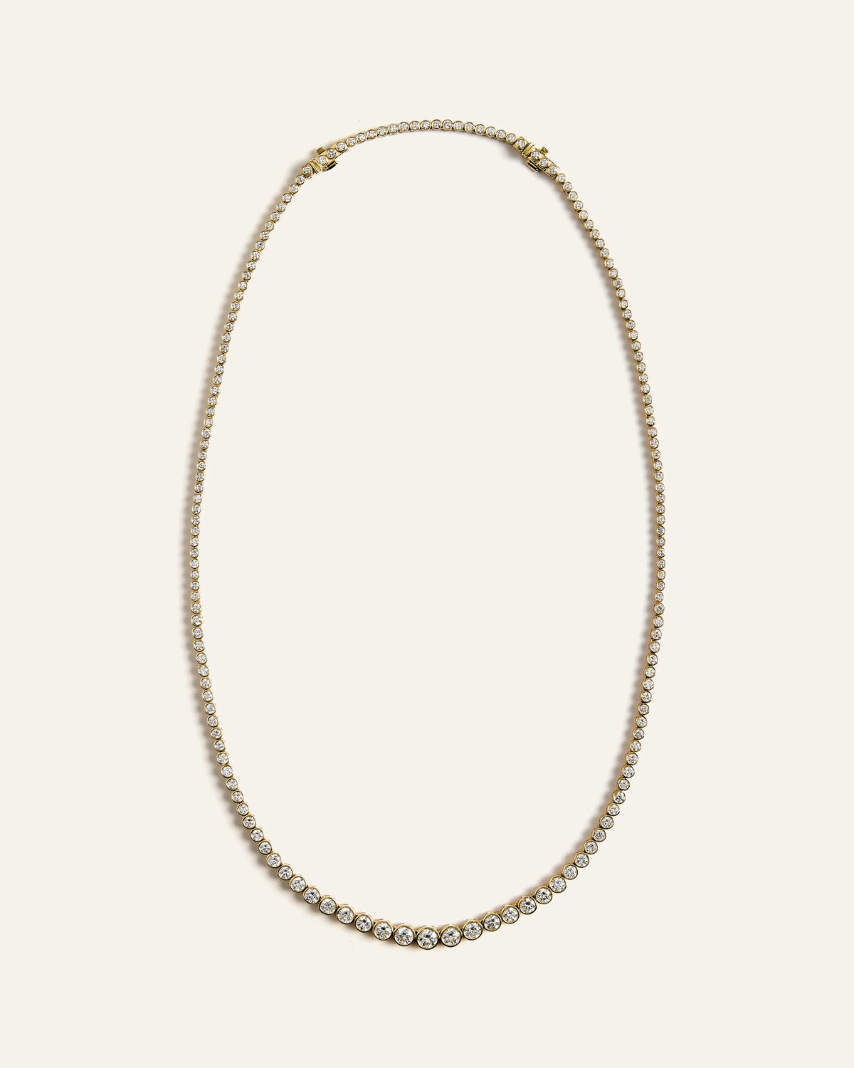 14K Gold Lab Grown Diamond Bezel Set Graduated Tennis Necklace - 7ctw - One Size / Yellow Gold
