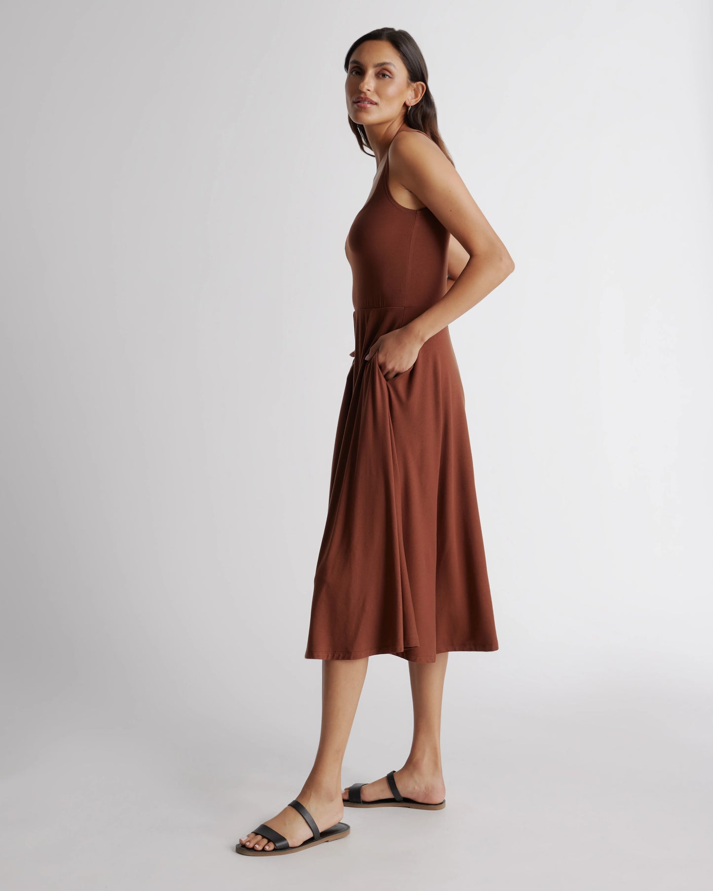 Tencel Jersey Fit & Flare Dress - XS / Dark Olive