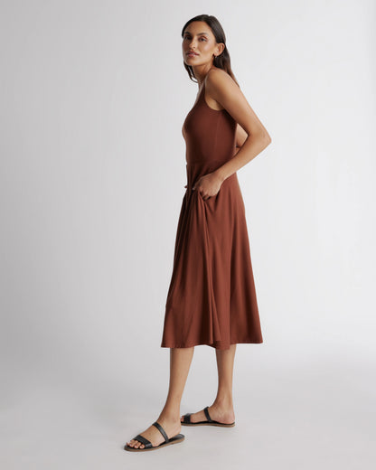 Tencel Jersey Fit & Flare Dress - XS / Dark Olive
